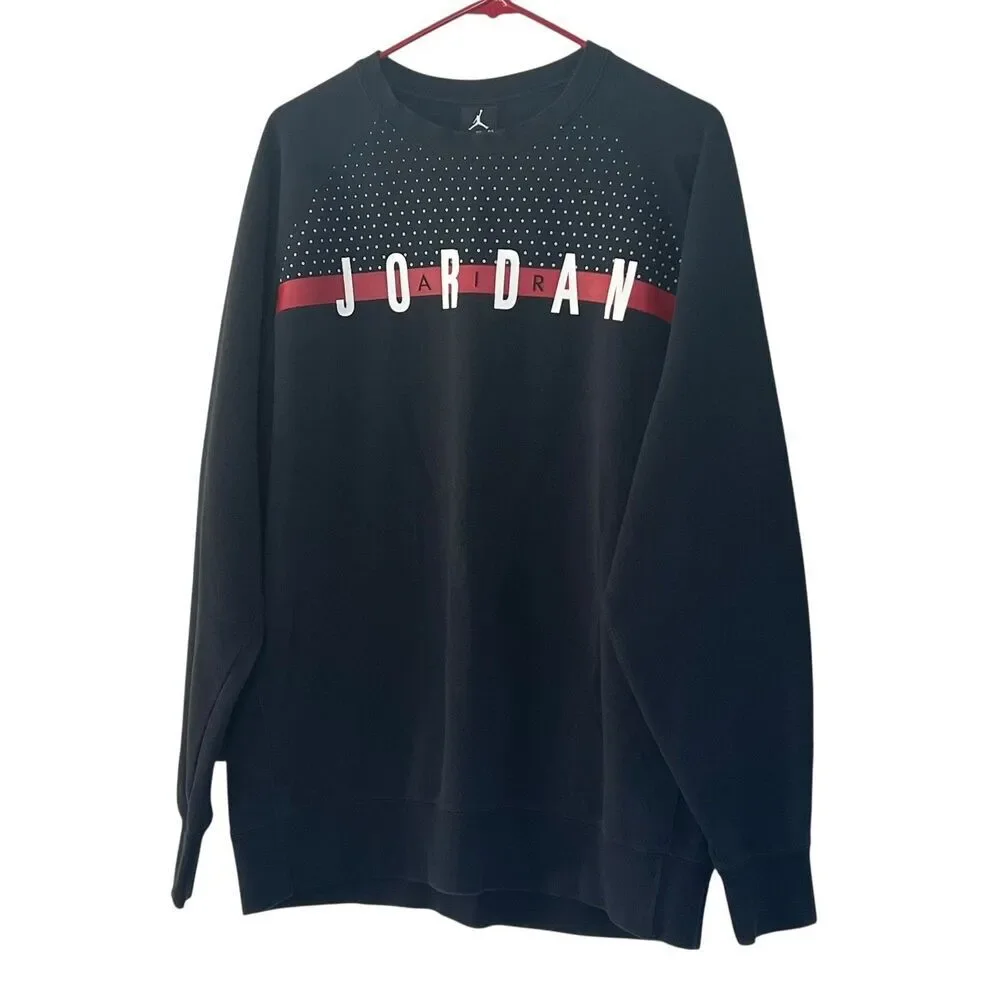 Jordan Black Crew Neck Sweatshirt Pullover Jumper Men's XL Extra Large